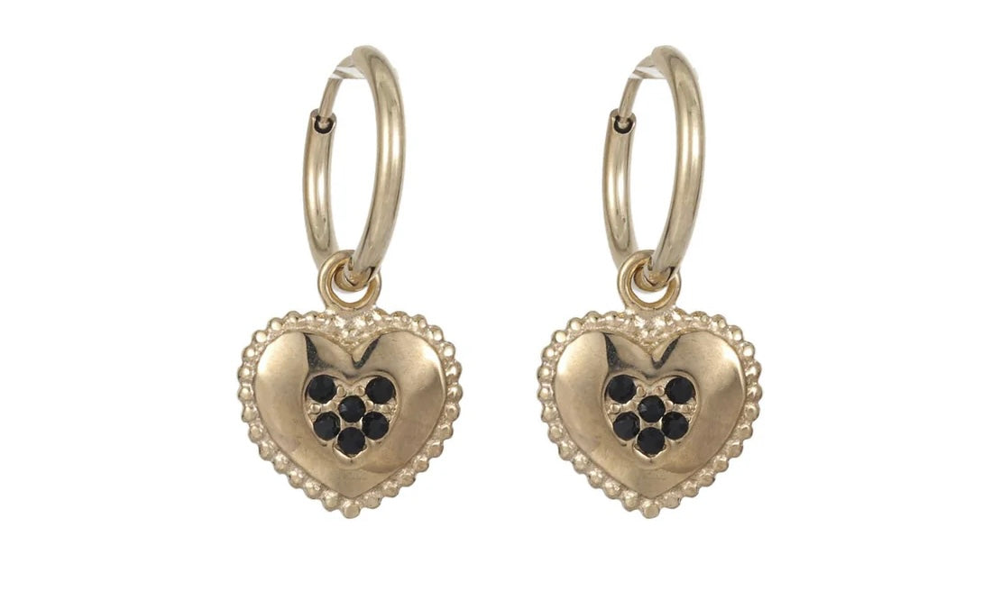 Earring | Hoop heart black