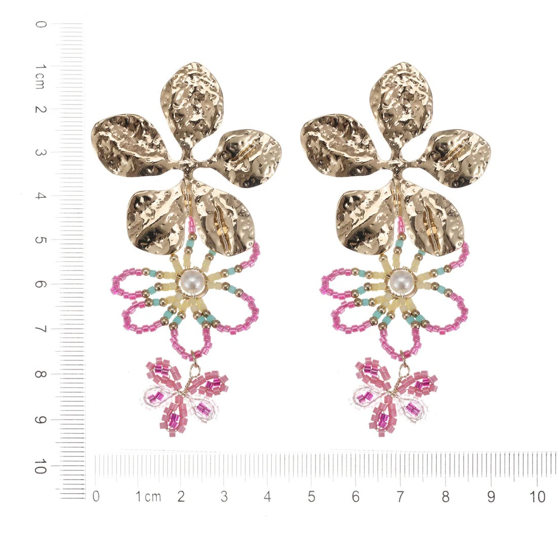 Earring | Statement flower pink