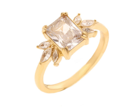 Ring | beige ston square blossom