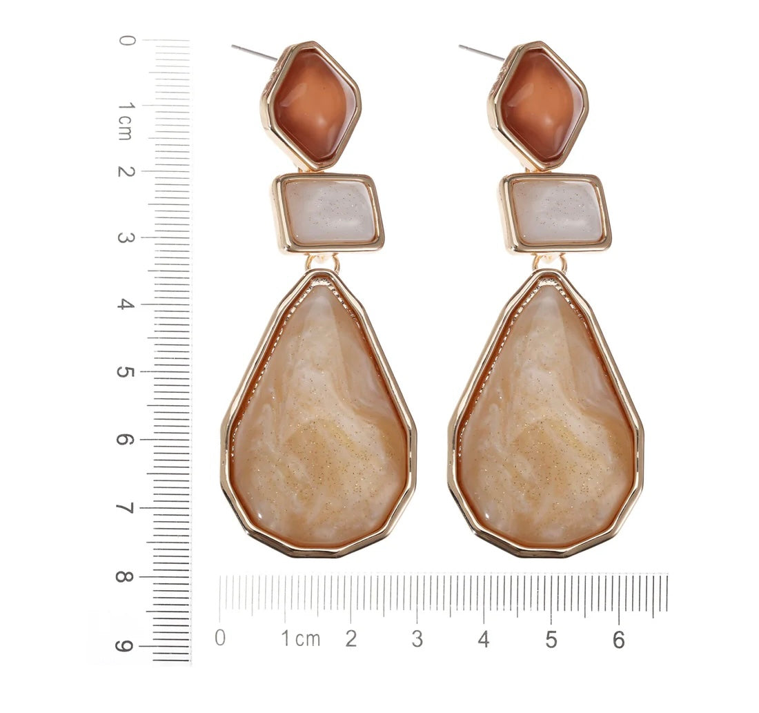 Earring | Statement stone beige