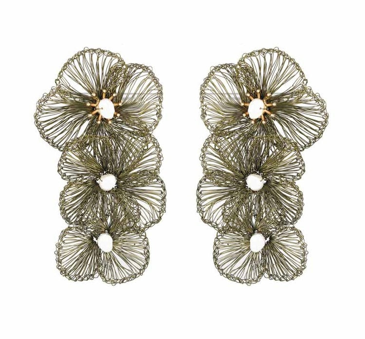 Earring | Statement Olive flower