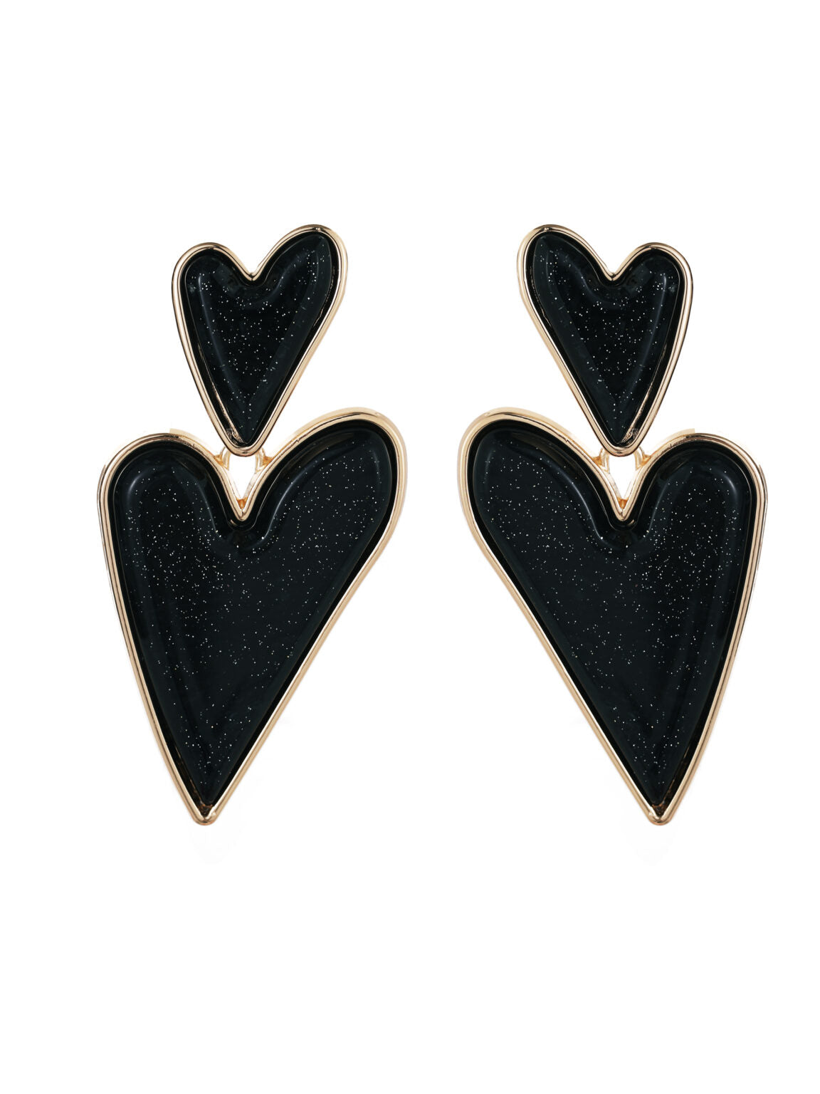 Earring | Big hearts black blossom