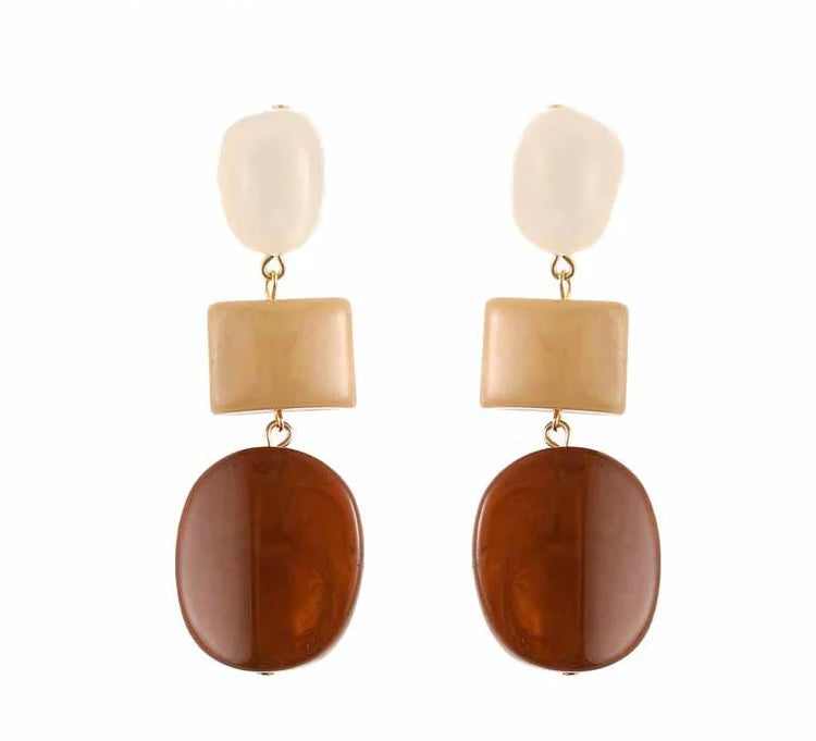Earring | Statement brown stone
