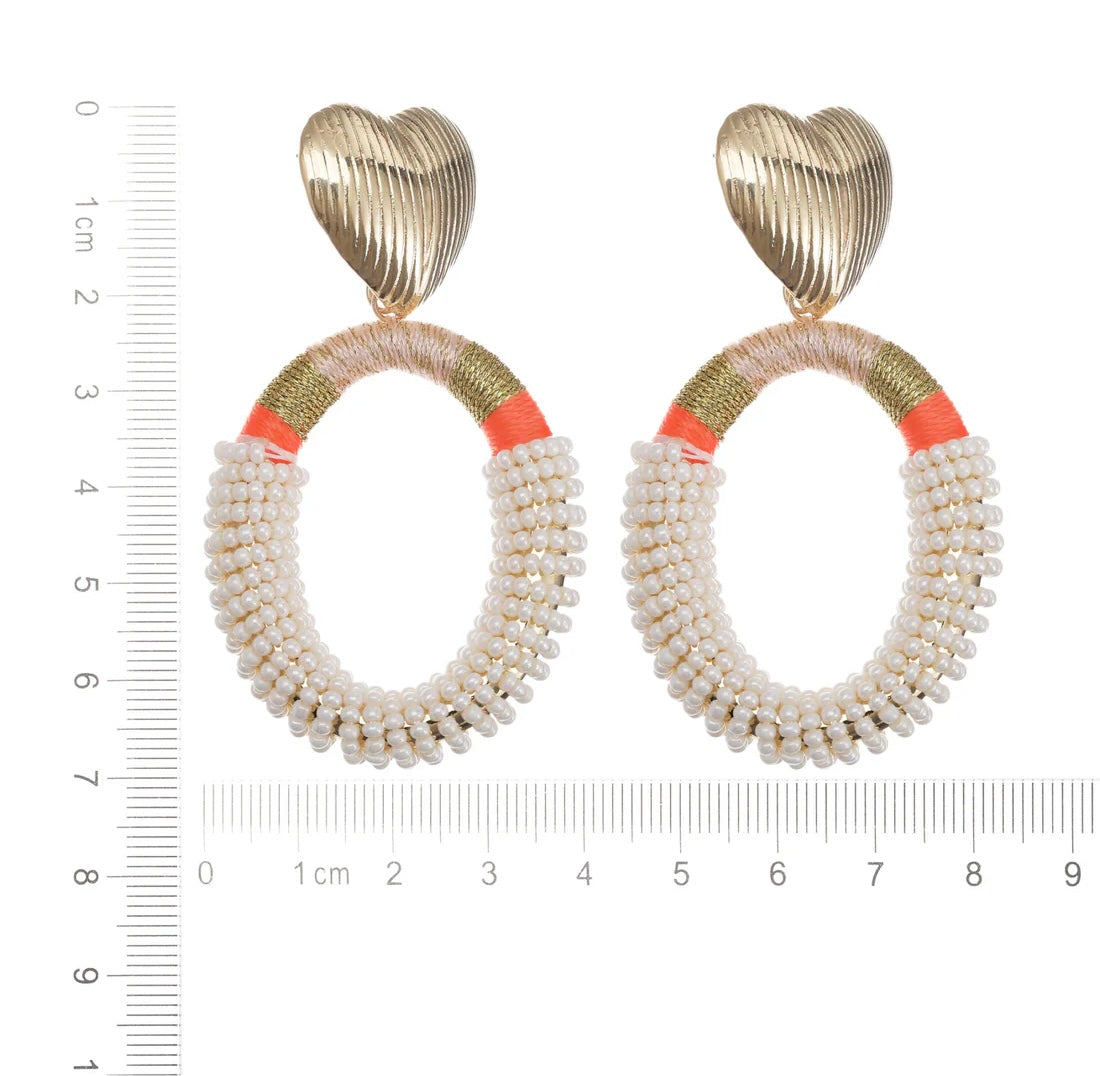 Earring | Statement beige green