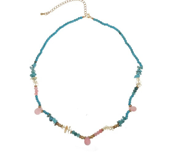 Necklace | Blue pink blossom