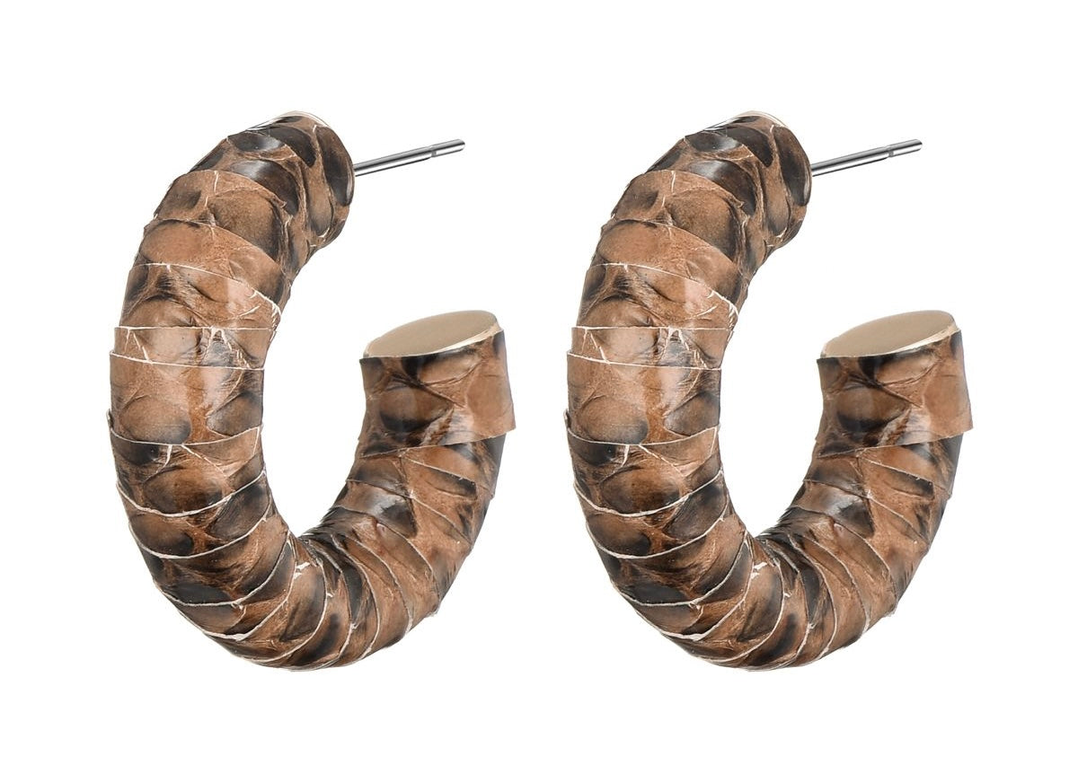 Earring | Statement leather brown kanni