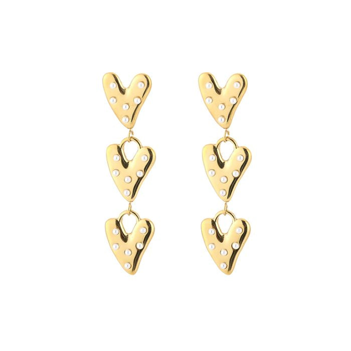 Earring | pearl hearts