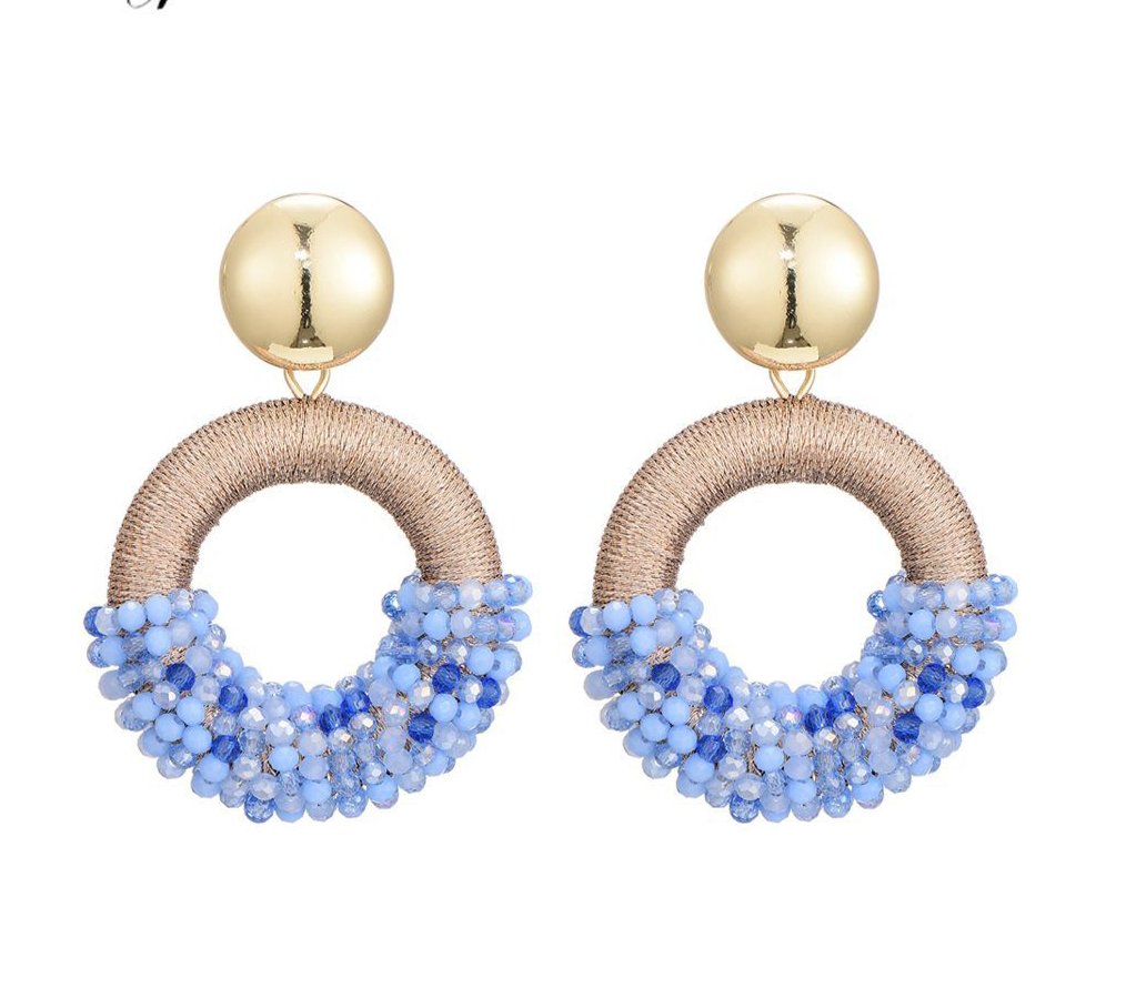 Earring | Statement gold blue beige
