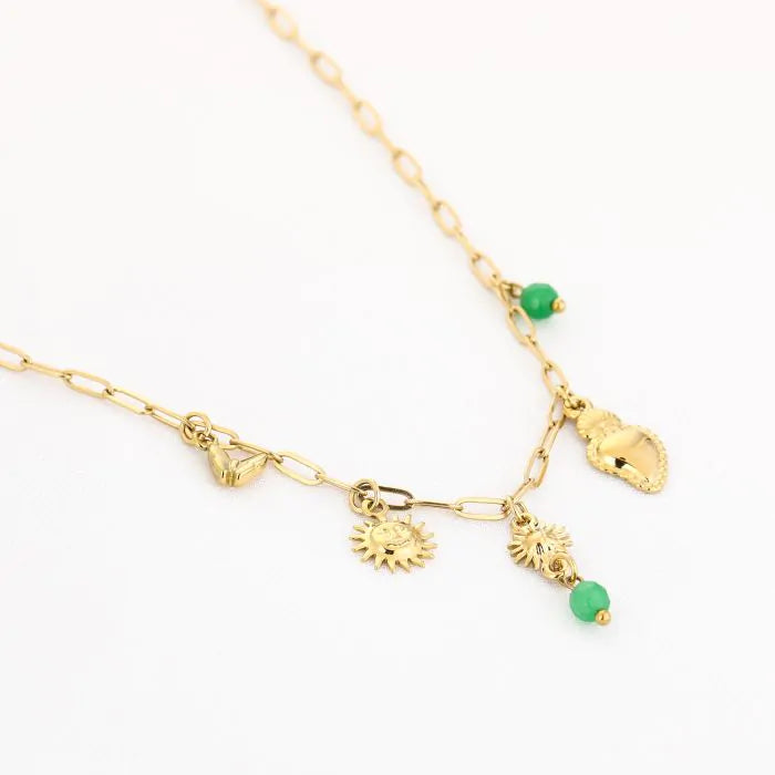 Necklace | statement small green