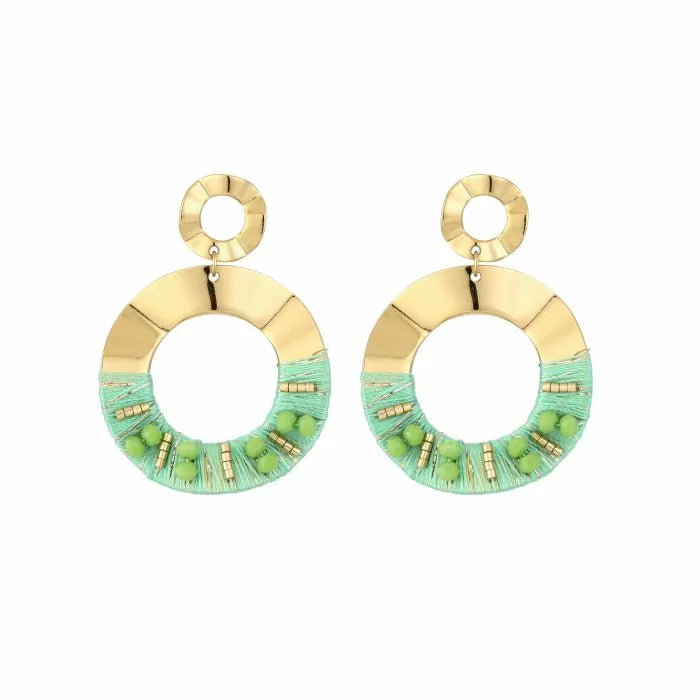 Earring | Statement gold green