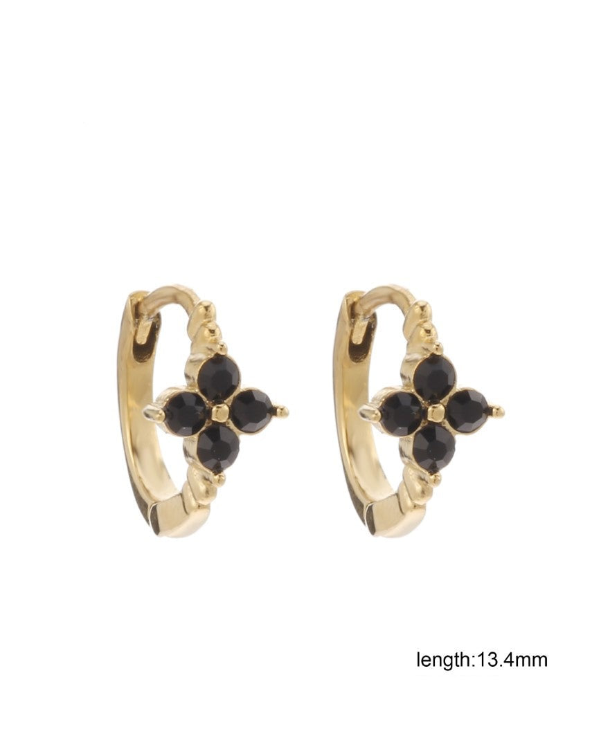 Earring | Hoop flower black