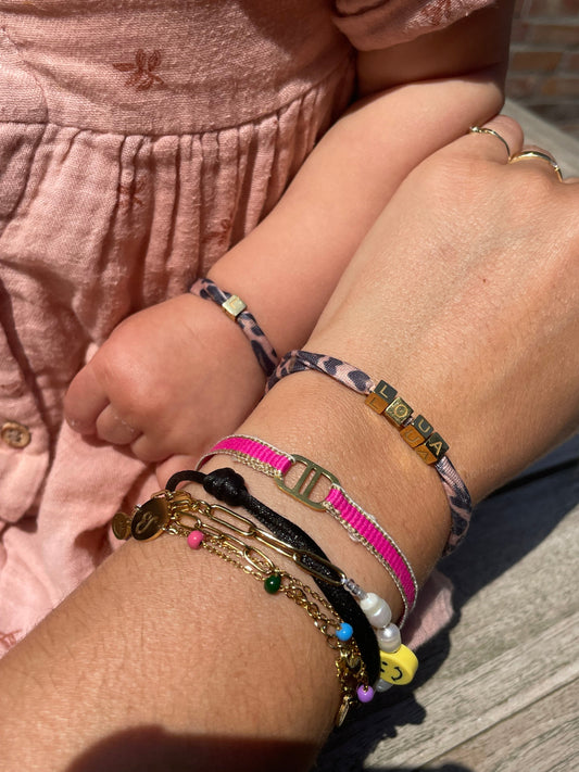 Bracelet | KIDS Panter cube goud gepersonaliseerd