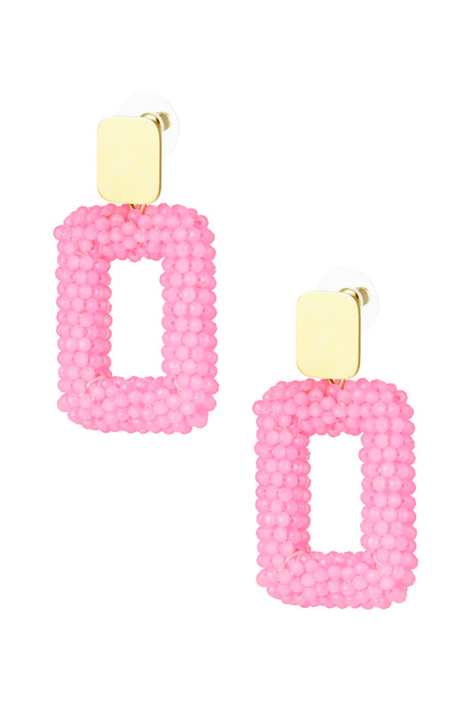 Earring |  square baby pink