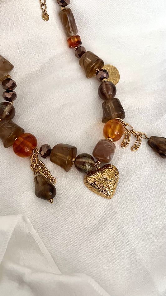 Necklace | Bold Brown bedels big dot
