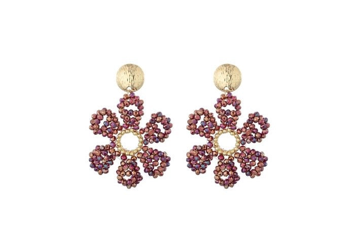 Earring |  Statement red brown