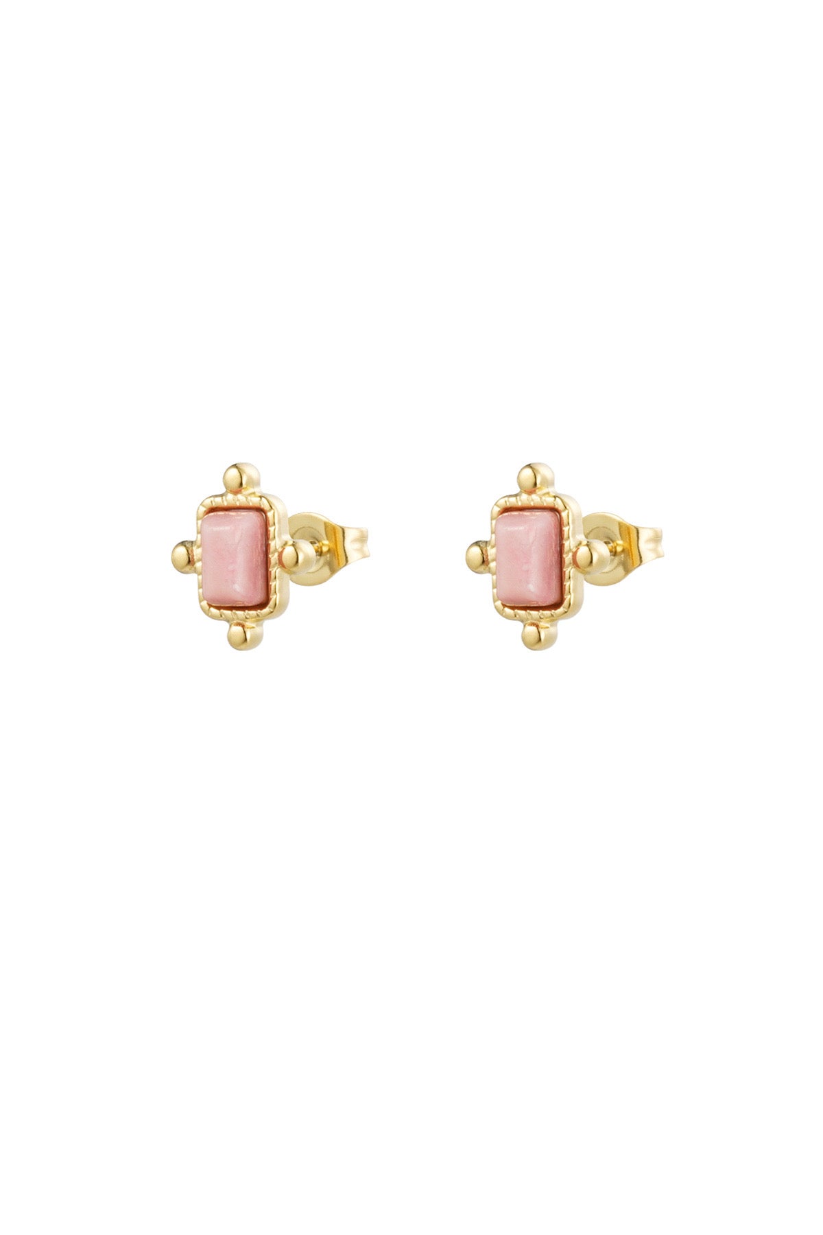 Earring |  Dot square pink