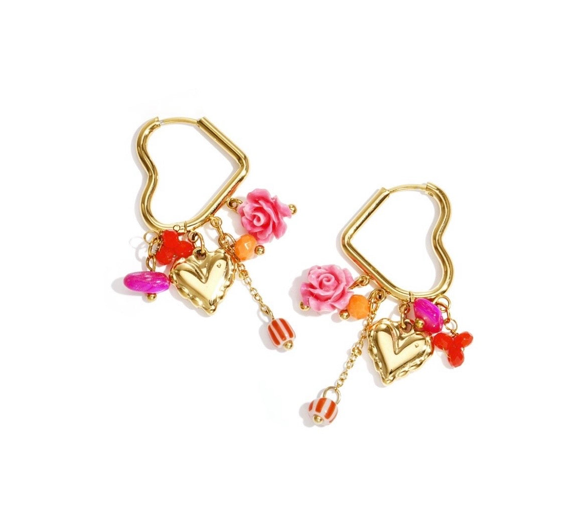 Earring | heart pink