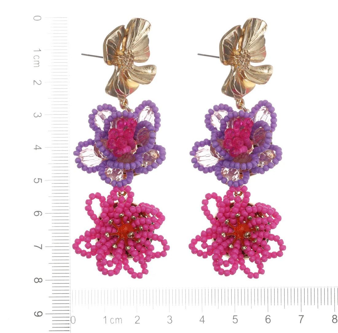 Earring | Statement pink flower