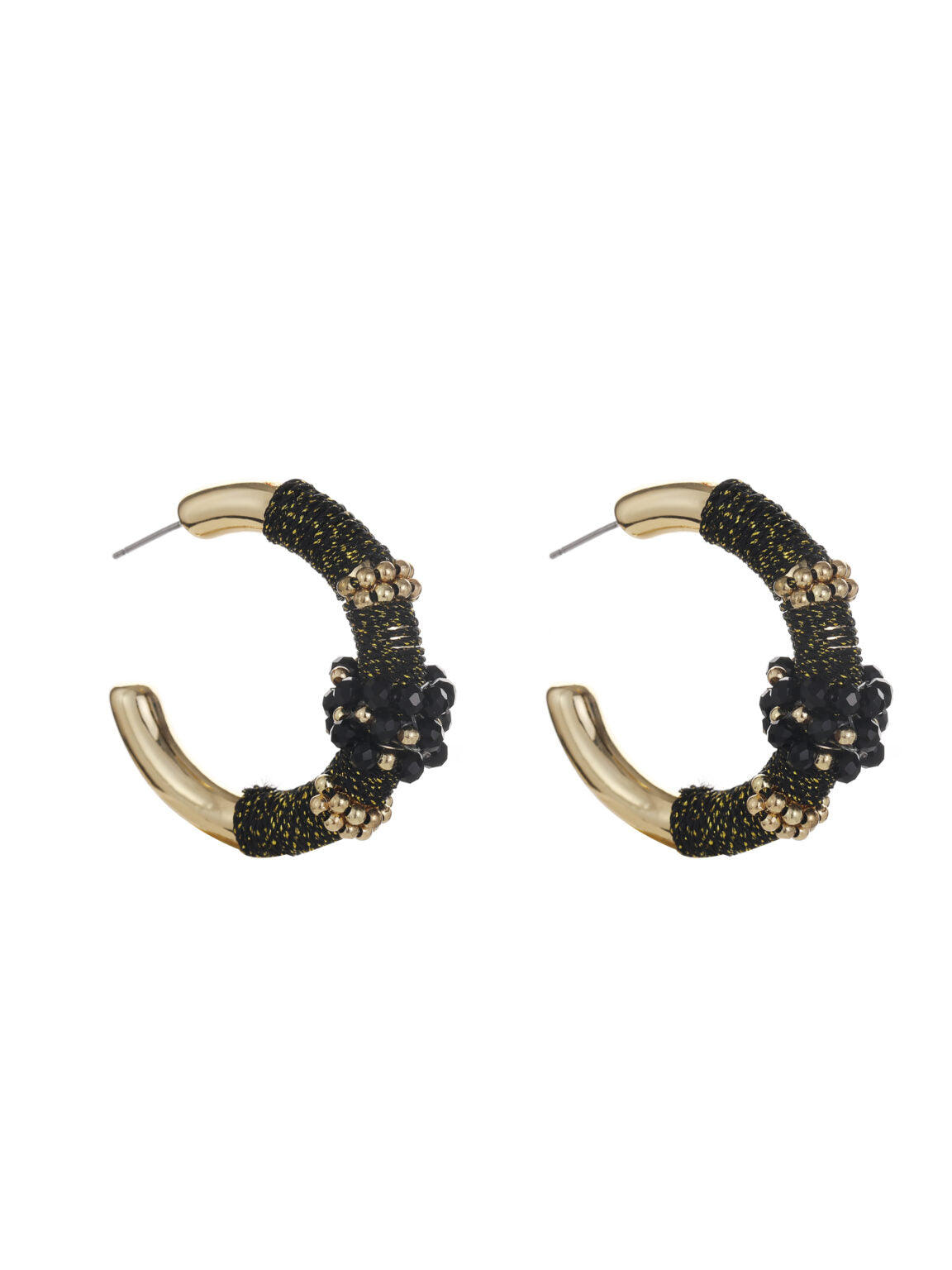 Earring |  Black hoop blossom