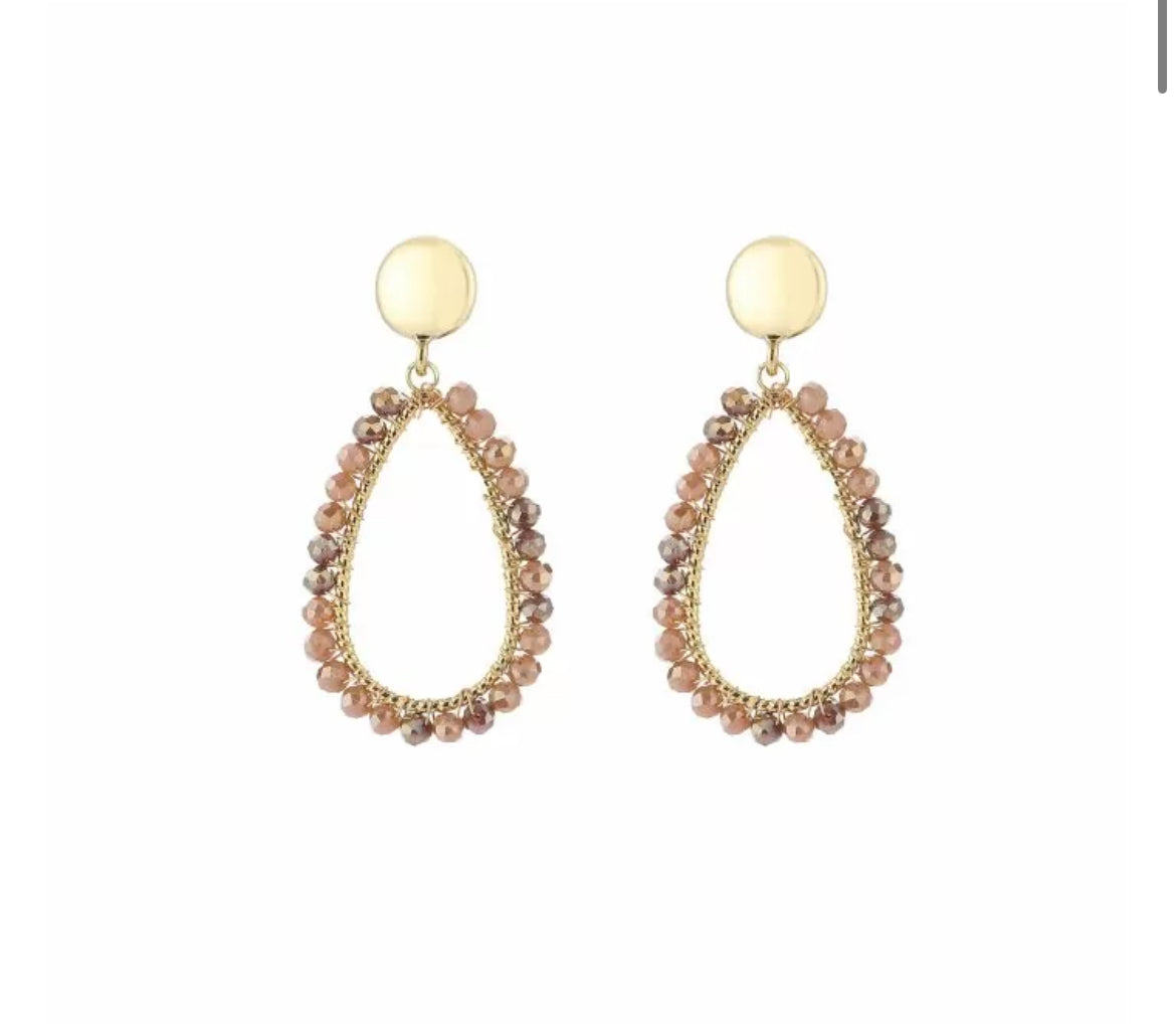 Earring |  Statement oval taupe