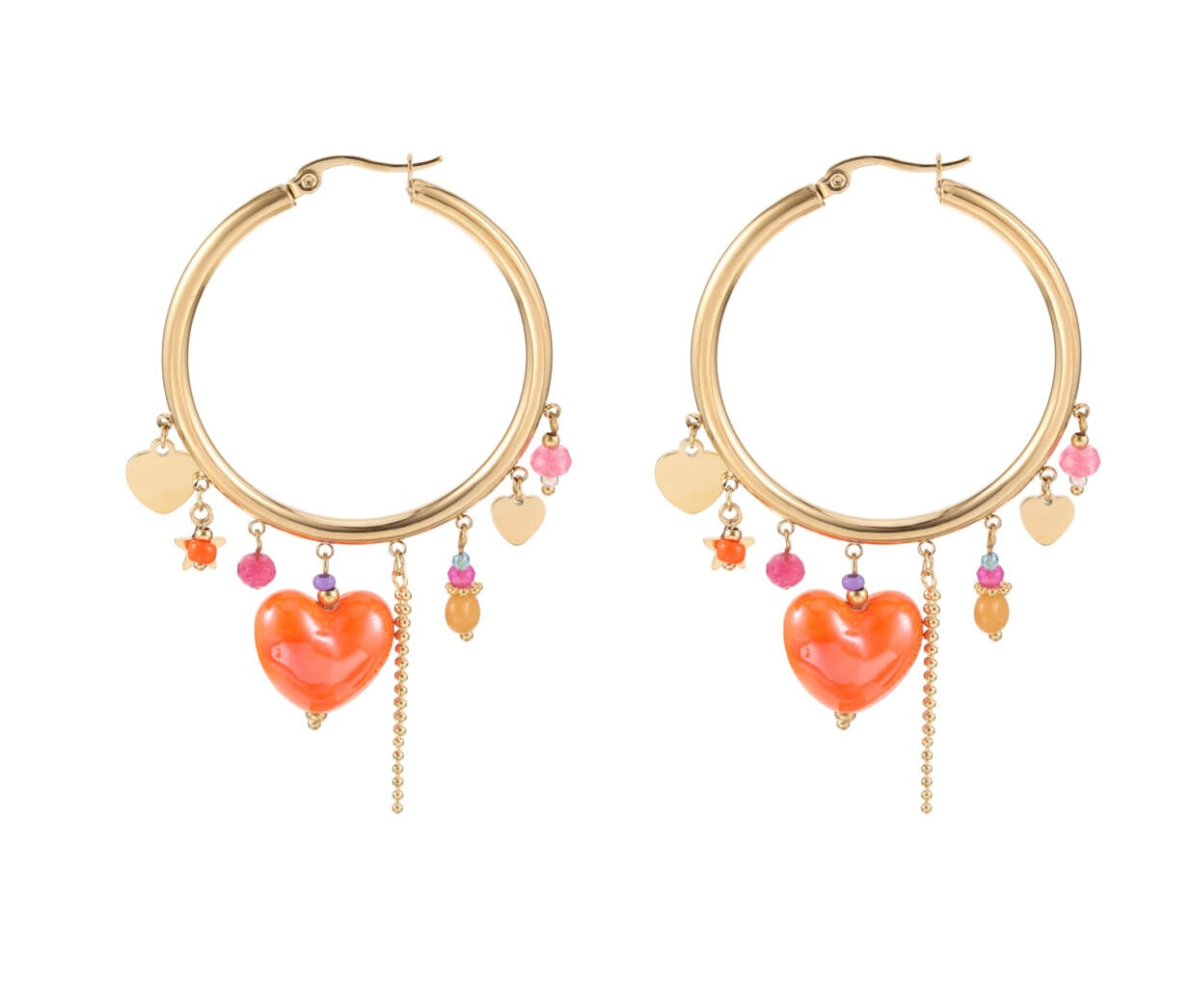 Earring |  Hoop bedels hart blossom