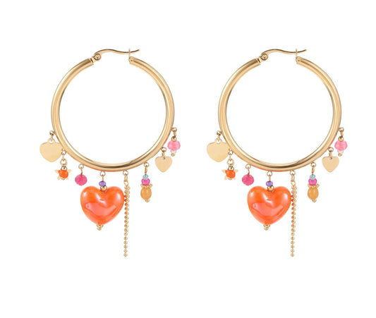 Earring |  Hoop bedels hart blossom