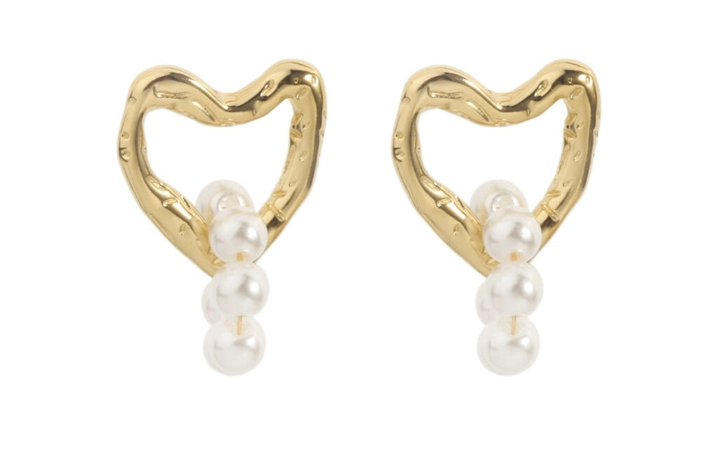 Earring |  Pearl heart blossom