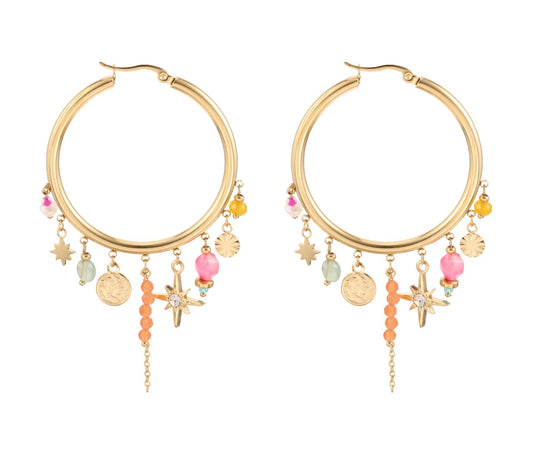 Earring |  Hoop bedels ster blossom