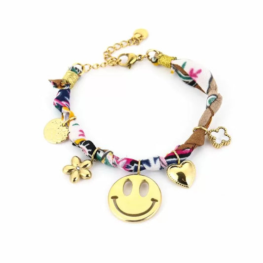 Bracelet | Gevlochten multi smiley