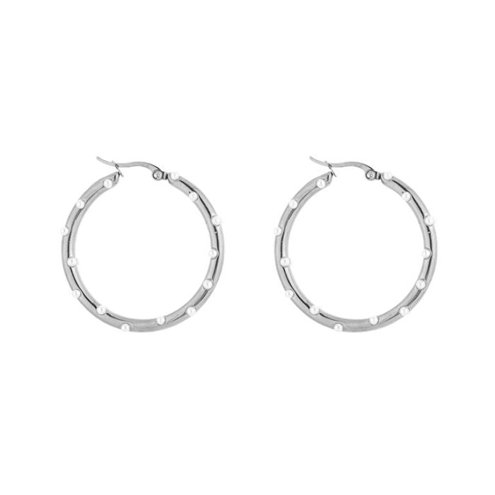 Earring | hoop parels 5 cm silver