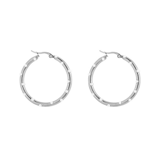 Earring | hoop parels 5 cm silver