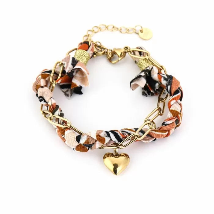 Bracelet | Gevlochten naturel hartje