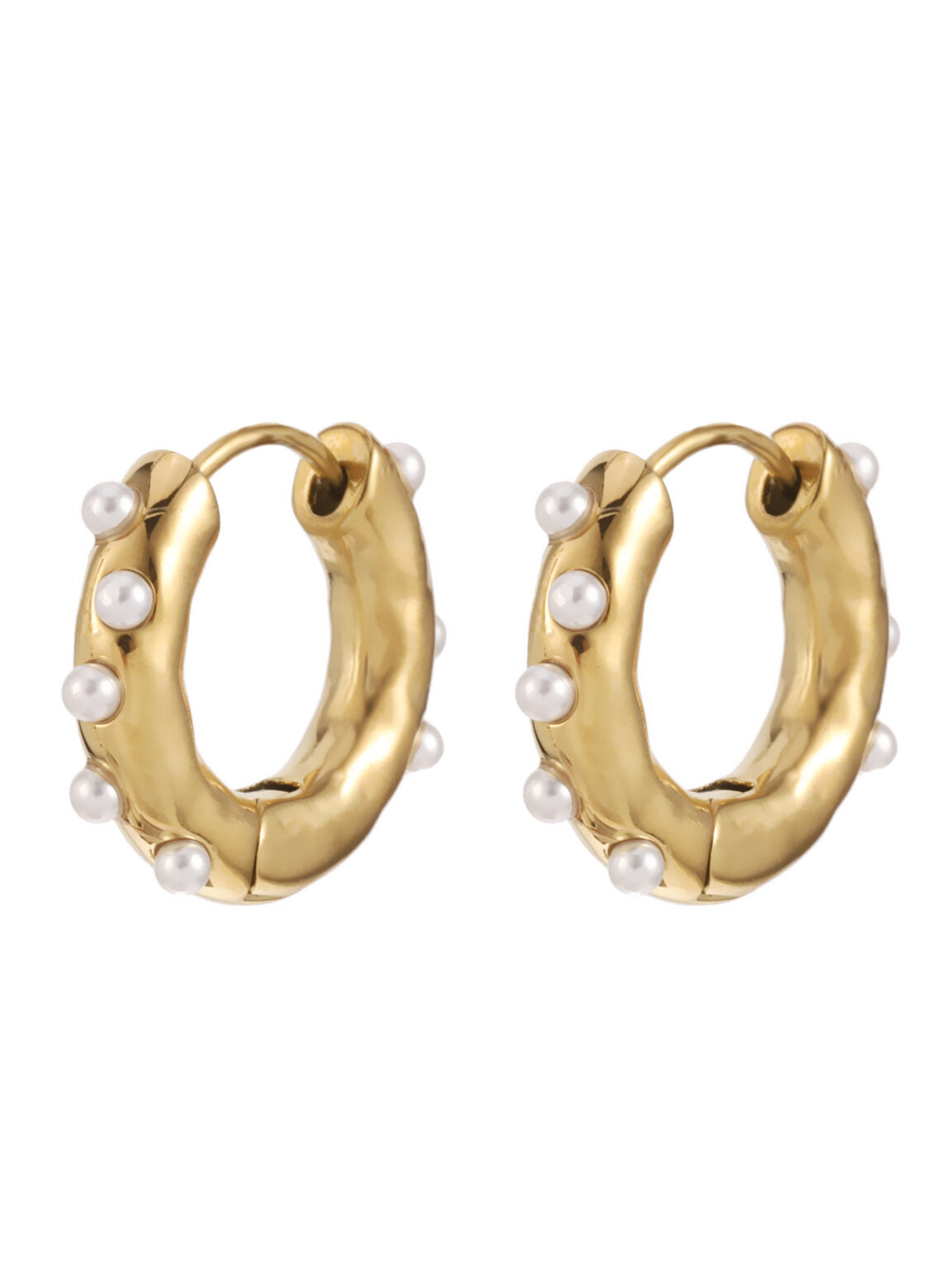 Earring |  Mini pearl hoop blossom