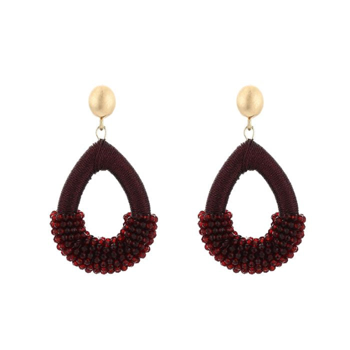 Earring |  Statement dark red