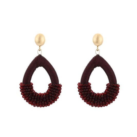 Earring |  Statement dark red