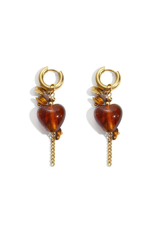 Earring | Brown heart