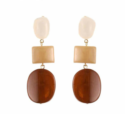 Earring | Statement brown stone