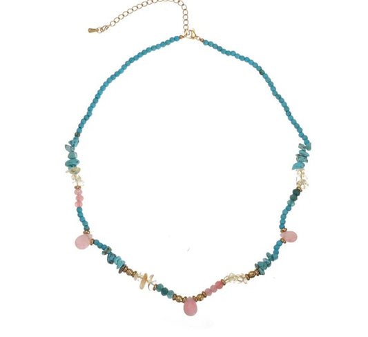 Necklace | Blue pink blossom