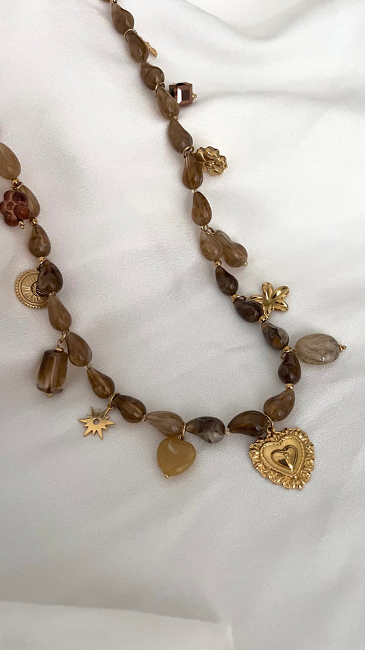Necklace | Bold Brown bedels dot