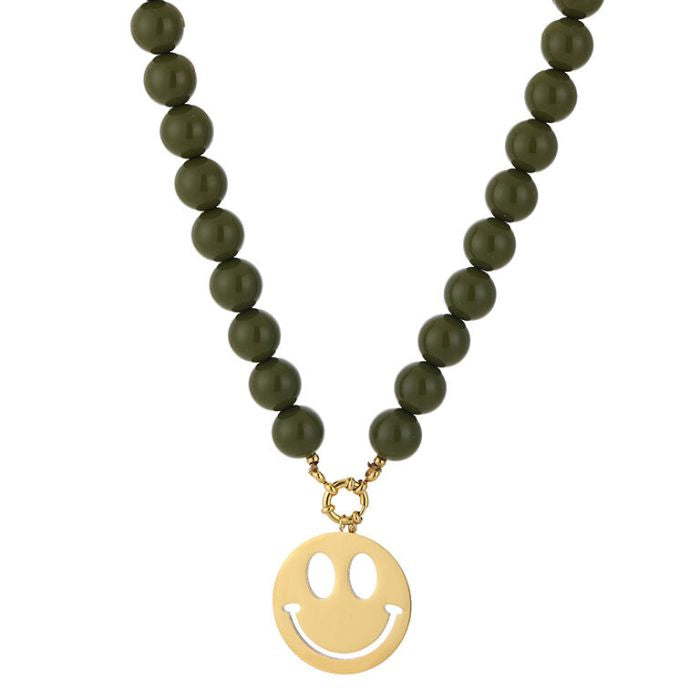 Necklace | Statement smiley green