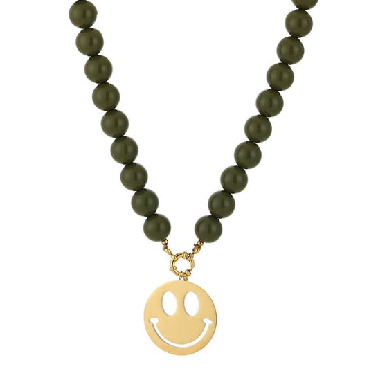 Necklace | Statement smiley green
