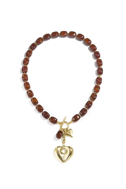 Necklace | Statement Brown heart