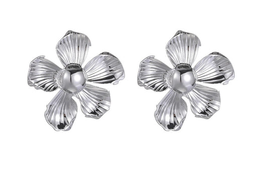 Earring |  Silver flower big stud