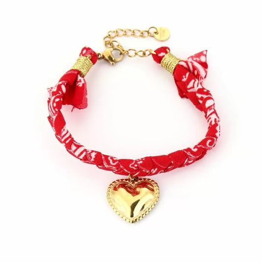 Bracelet | Gevlochten rood hartje