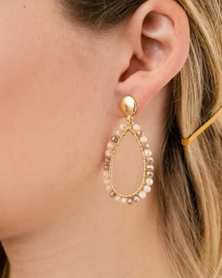 Earring |  Statement oval beige