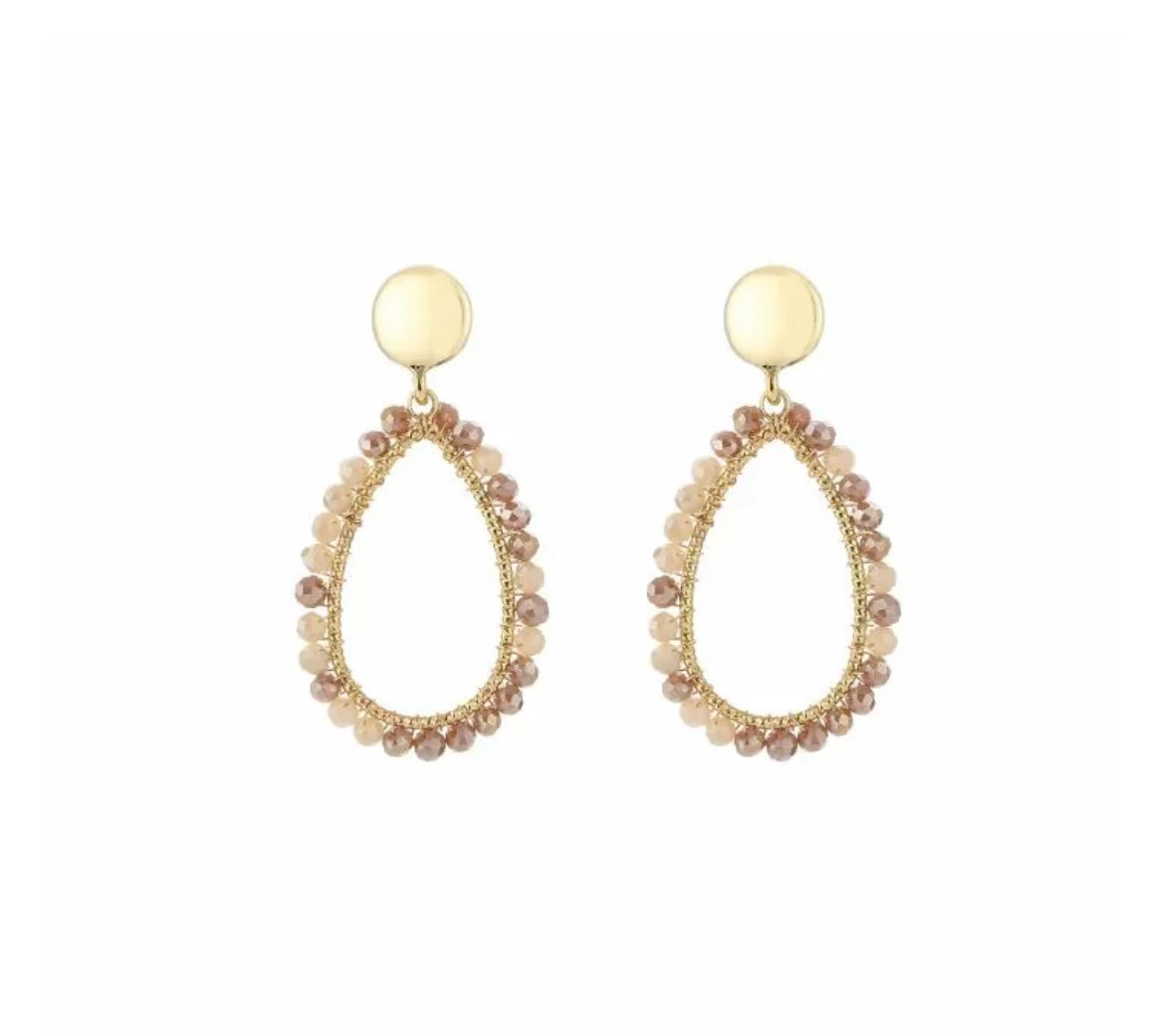 Earring |  Statement oval beige