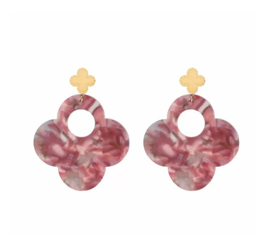 Earring |  Statement klaver purple