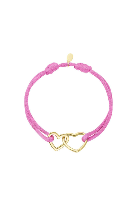 Bracelet | Satin double hart pink