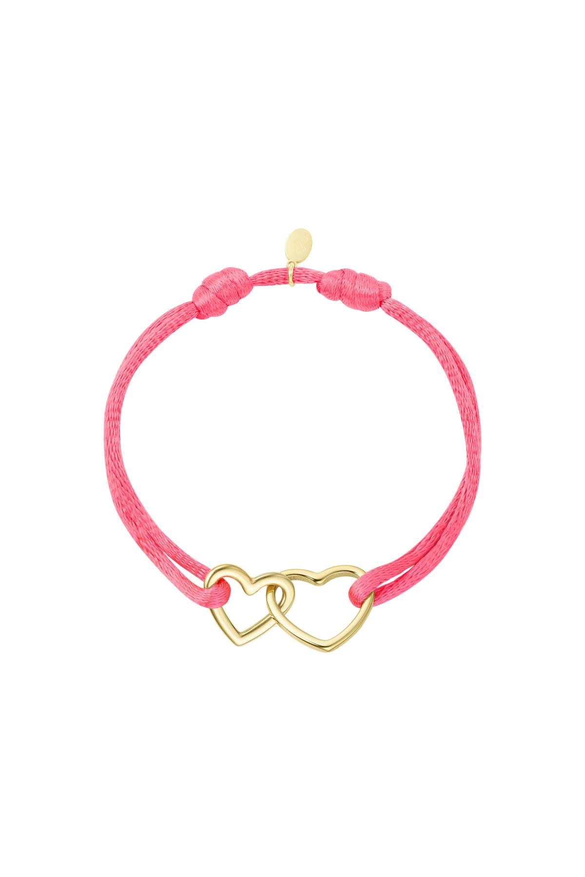 Bracelet | Satin double hart fuchsia