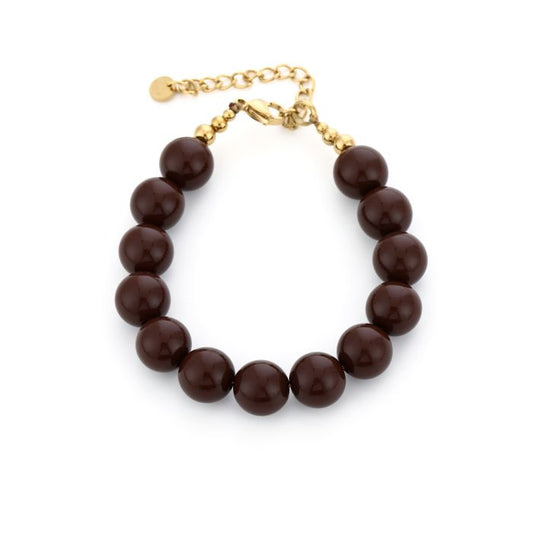 Bracelet | Bold kralen bruin